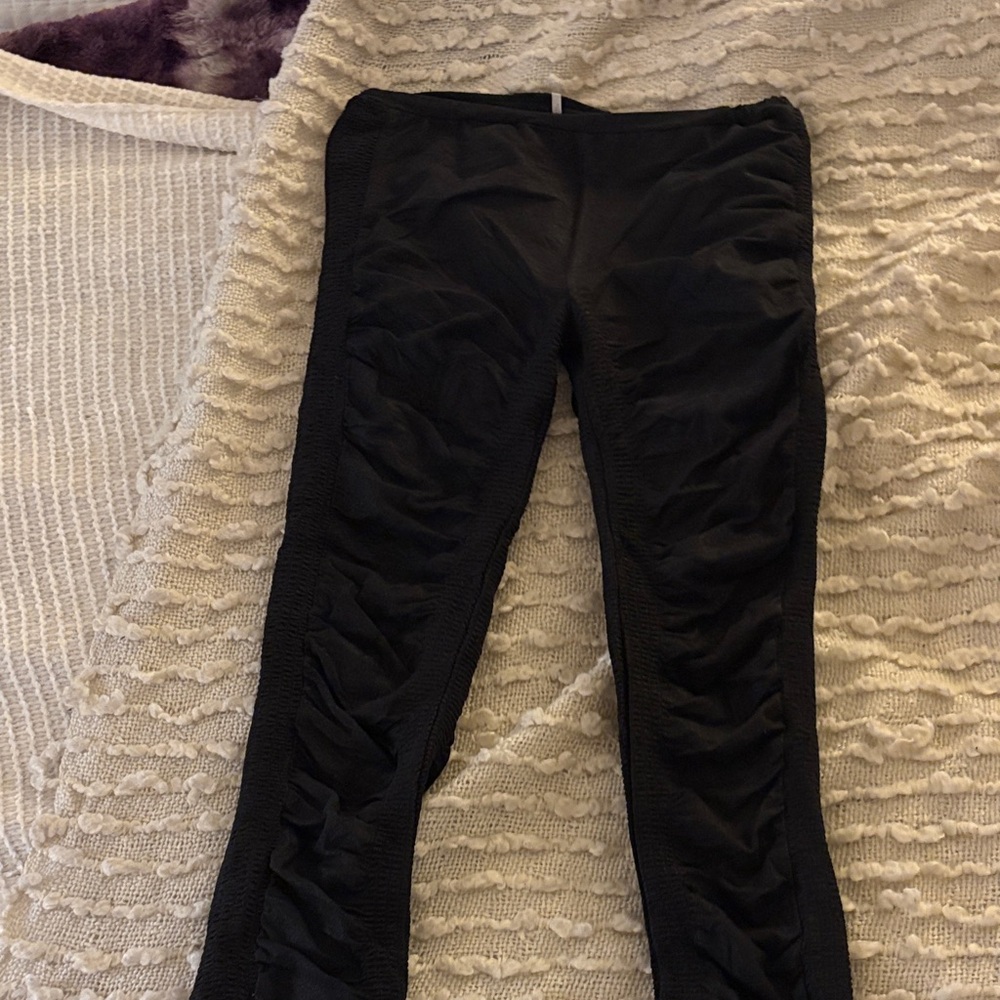 Free People Black Ruched Leggings